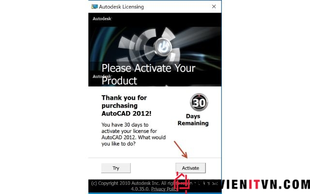 Bước 1 Kích hoạt ứng dụng AutoCAD 2012