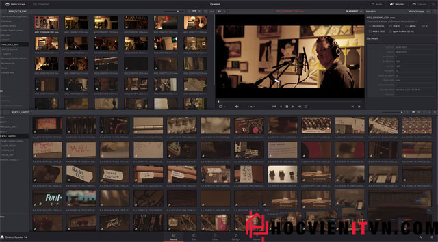 Giao diện phần mềm DaVinci Resolve
