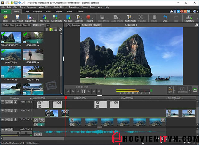 VideoPad Video Editor có giao diện phần mềm trực quan, dễ sử dụng