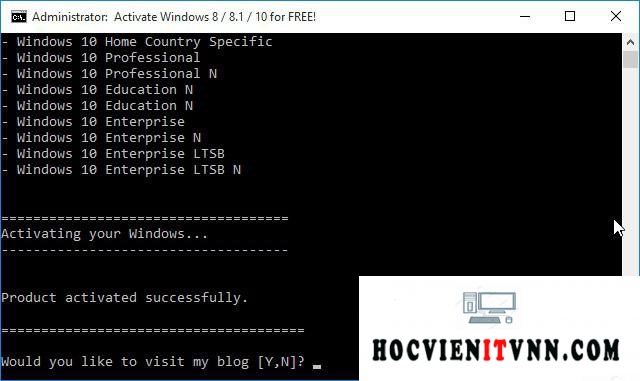 Active win 10 CMD bằng Script