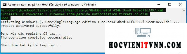 Active win 10 CMD bằng Script